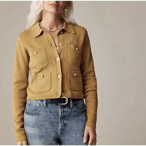 J. Crew Patch-pocket sweater lady jacket Womens Size XS Honey Brown Cropped Fit
